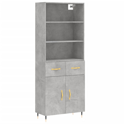 Hoge Kast 69,5X34X180 Cm Bewerkt Hout Betongrijs