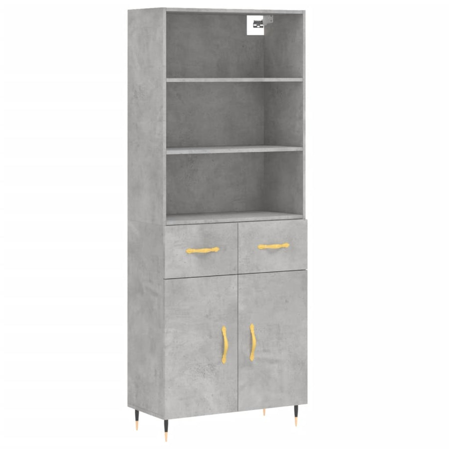 Hoge Kast 69,5X34X180 Cm Bewerkt Hout Betongrijs