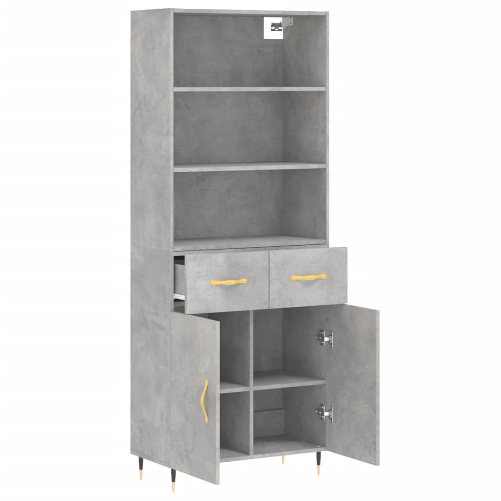 Hoge Kast 69,5X34X180 Cm Bewerkt Hout Betongrijs