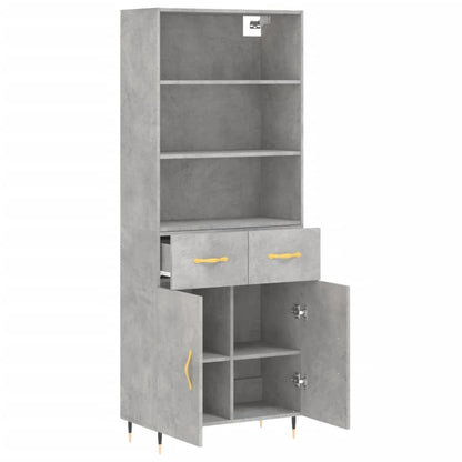 Hoge Kast 69,5X34X180 Cm Bewerkt Hout Betongrijs