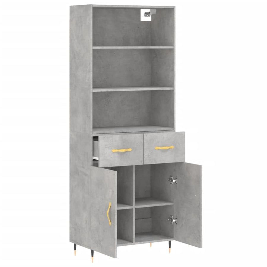 Hoge Kast 69,5X34X180 Cm Bewerkt Hout Betongrijs