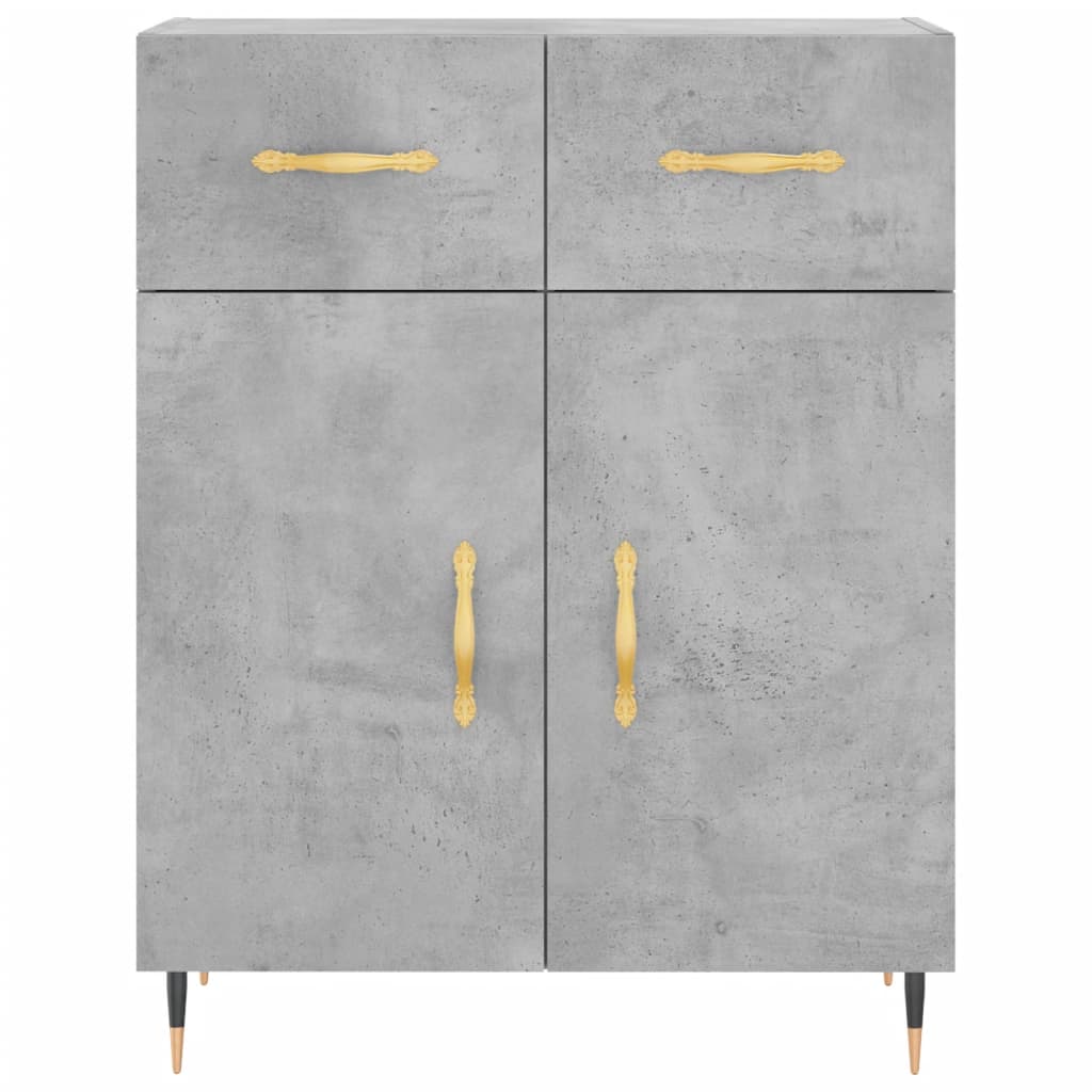 Hoge Kast 69,5X34X180 Cm Bewerkt Hout Betongrijs