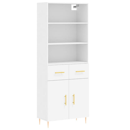 Hoge Kast 69,5X34X180 Cm Bewerkt Hout Wit