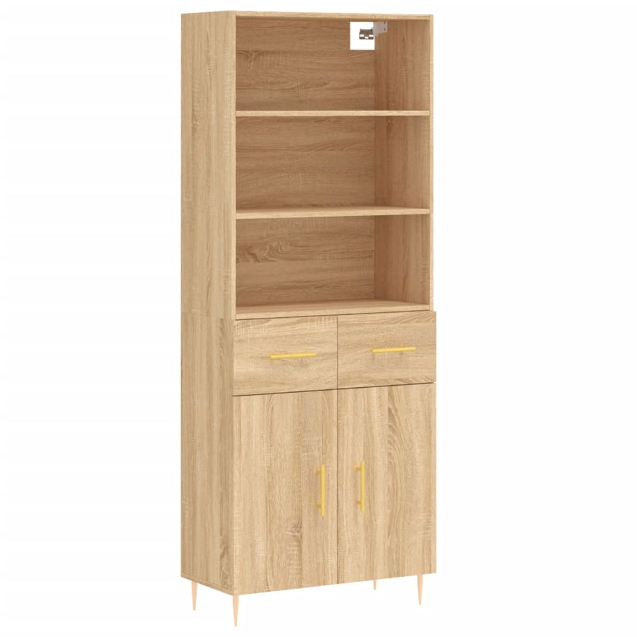 Hoge Kast 69,5X34X180 Cm Bewerkt Hout Sonoma Eikenkleurig