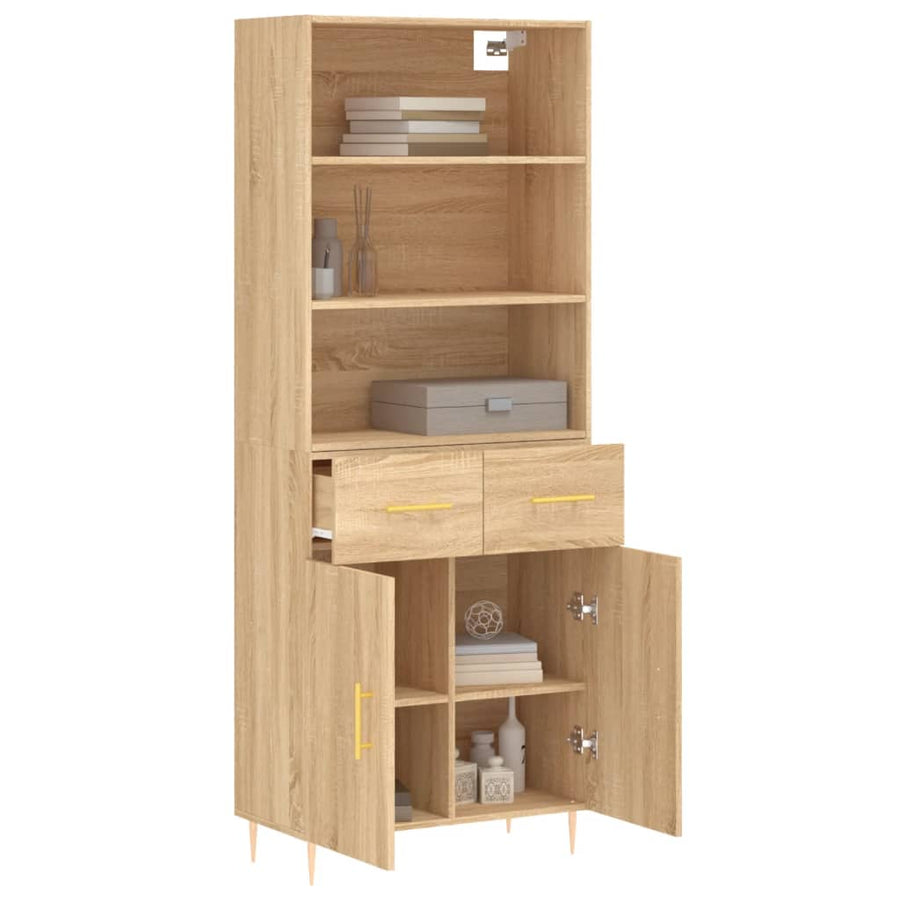 Hoge Kast 69,5X34X180 Cm Bewerkt Hout Sonoma Eikenkleurig