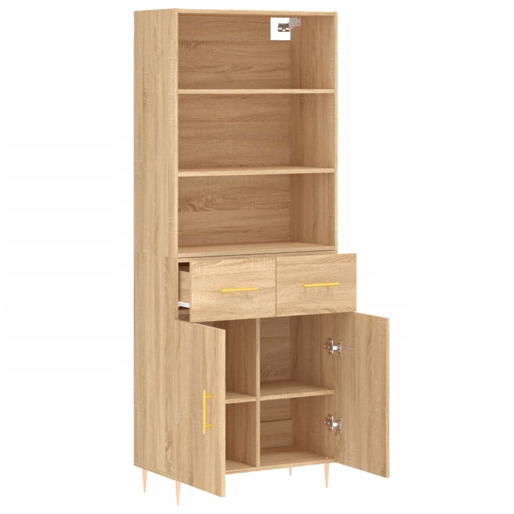 Hoge Kast 69,5X34X180 Cm Bewerkt Hout Sonoma Eikenkleurig