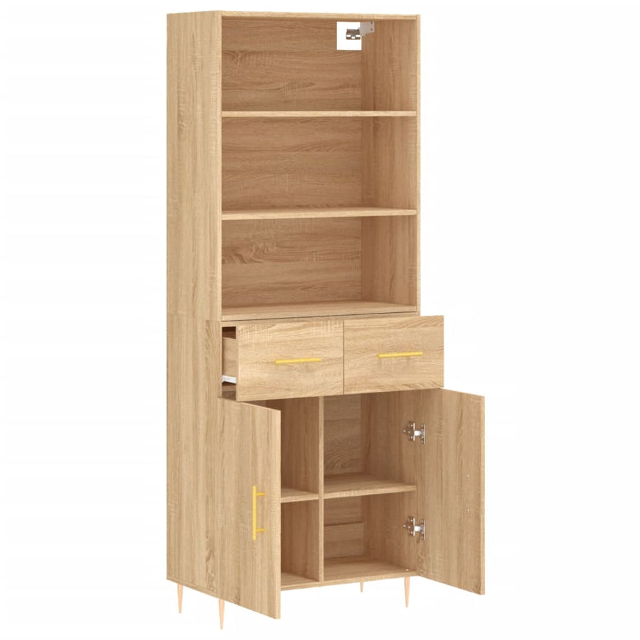 Hoge Kast 69,5X34X180 Cm Bewerkt Hout Sonoma Eikenkleurig