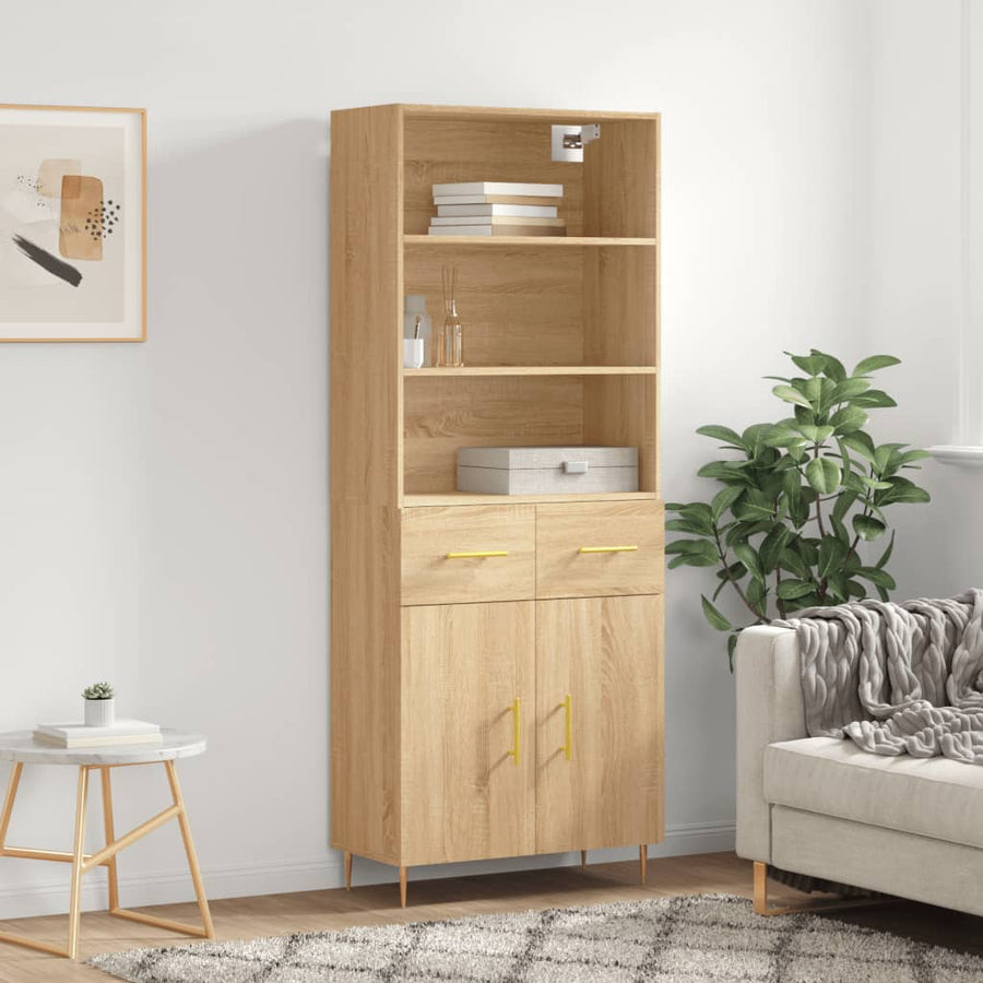 Hoge Kast 69,5X34X180 Cm Bewerkt Hout Sonoma Eikenkleurig