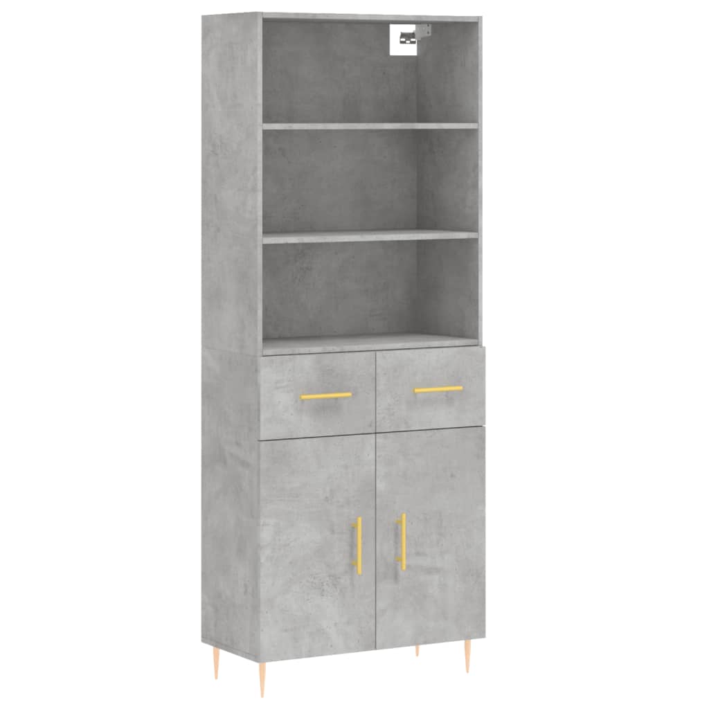 Hoge Kast 69,5X34X180 Cm Bewerkt Hout Betongrijs
