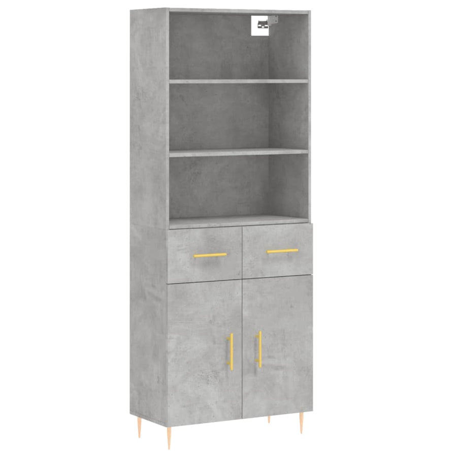 Hoge Kast 69,5X34X180 Cm Bewerkt Hout Betongrijs