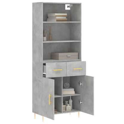 Hoge Kast 69,5X34X180 Cm Bewerkt Hout Betongrijs