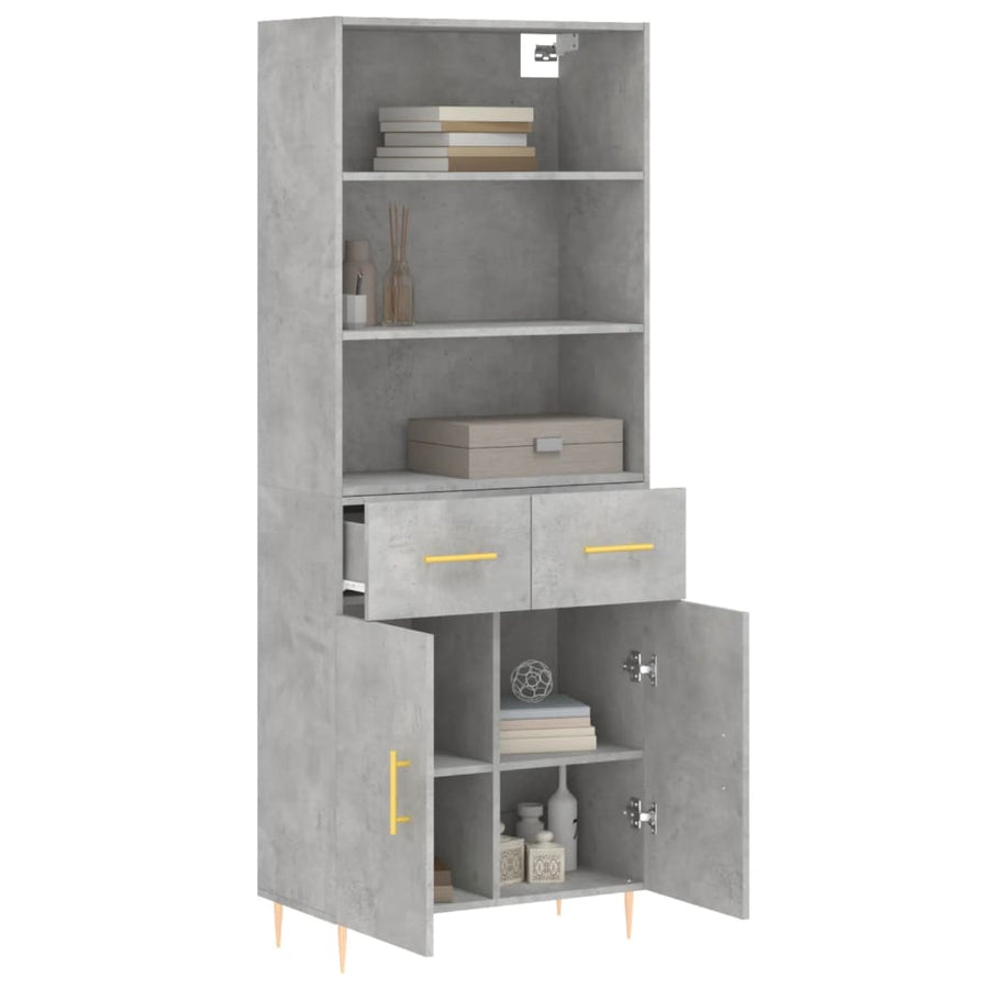 Hoge Kast 69,5X34X180 Cm Bewerkt Hout Betongrijs