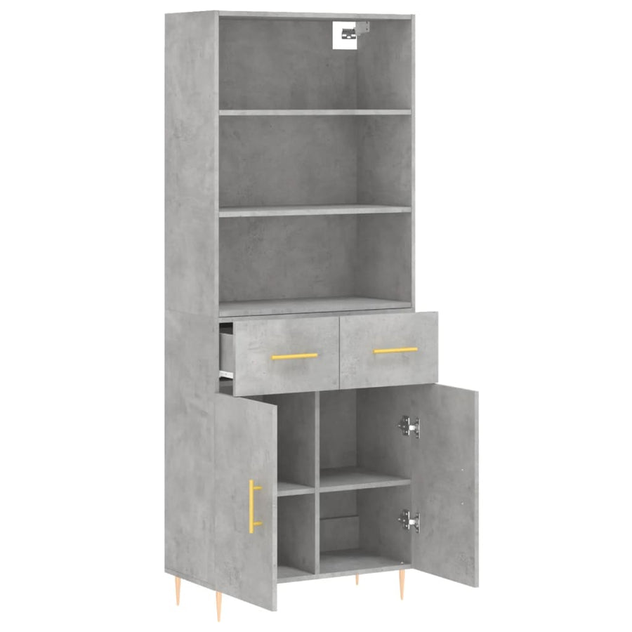 Hoge Kast 69,5X34X180 Cm Bewerkt Hout Betongrijs
