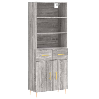 Hoge Kast 69,5X34X180 Cm Bewerkt Hout Grijs Sonoma Eikenkleurig