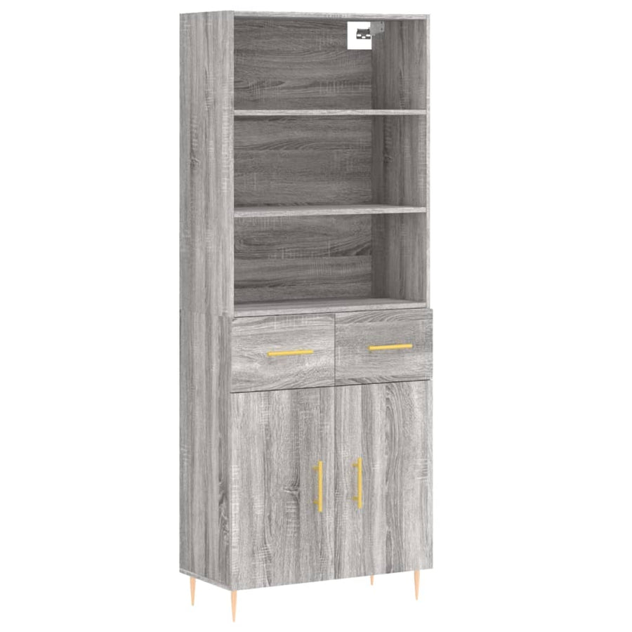 Hoge Kast 69,5X34X180 Cm Bewerkt Hout Grijs Sonoma Eikenkleurig