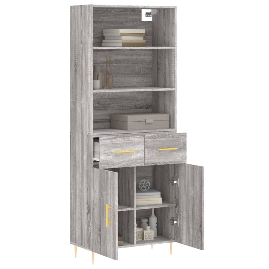 Hoge Kast 69,5X34X180 Cm Bewerkt Hout Grijs Sonoma Eikenkleurig