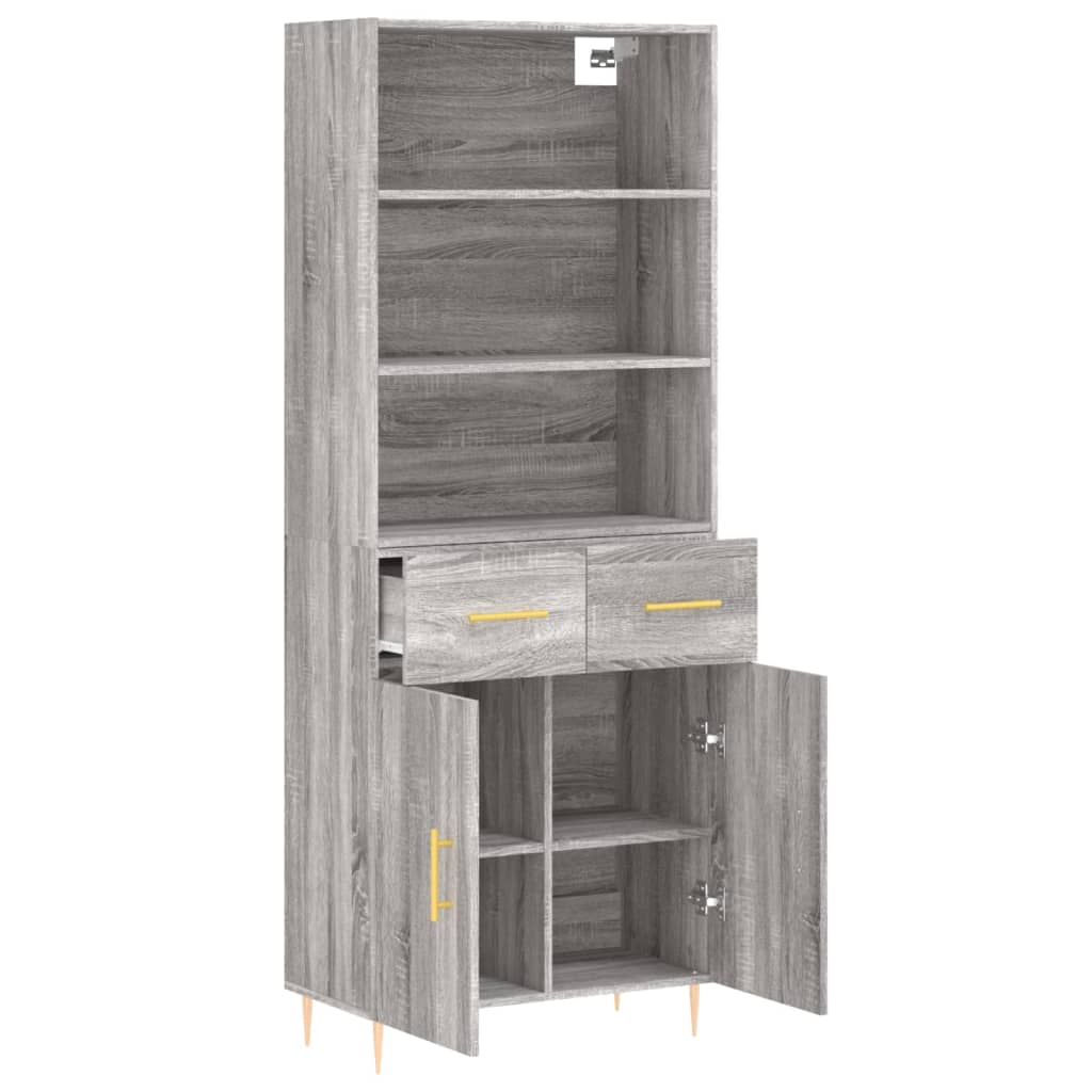 Hoge Kast 69,5X34X180 Cm Bewerkt Hout Grijs Sonoma Eikenkleurig