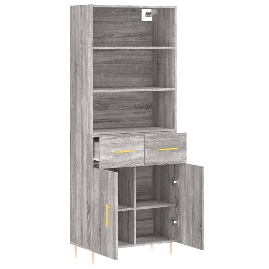 Hoge Kast 69,5X34X180 Cm Bewerkt Hout Grijs Sonoma Eikenkleurig