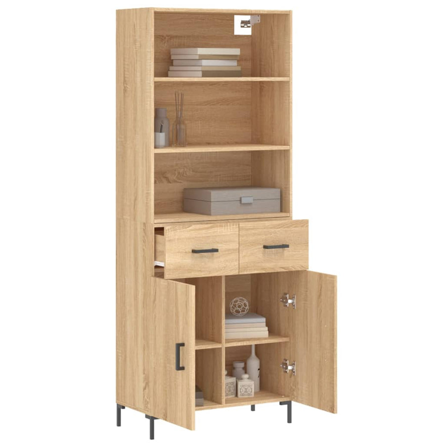 Hoge Kast 69,5X34X180 Cm Bewerkt Hout Kleurig Sonoma eiken