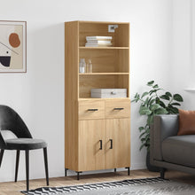 Hoge Kast 69,5X34X180 Cm Bewerkt Hout Kleurig Sonoma eiken