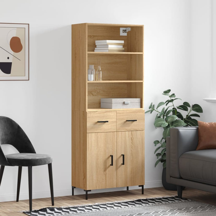 Hoge Kast 69,5X34X180 Cm Bewerkt Hout Kleurig Sonoma eiken