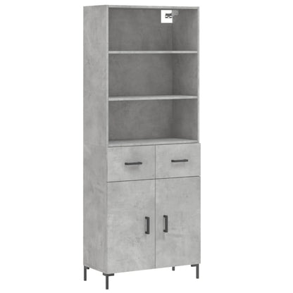 Hoge Kast 69,5X34X180 Cm Bewerkt Hout Betongrijs