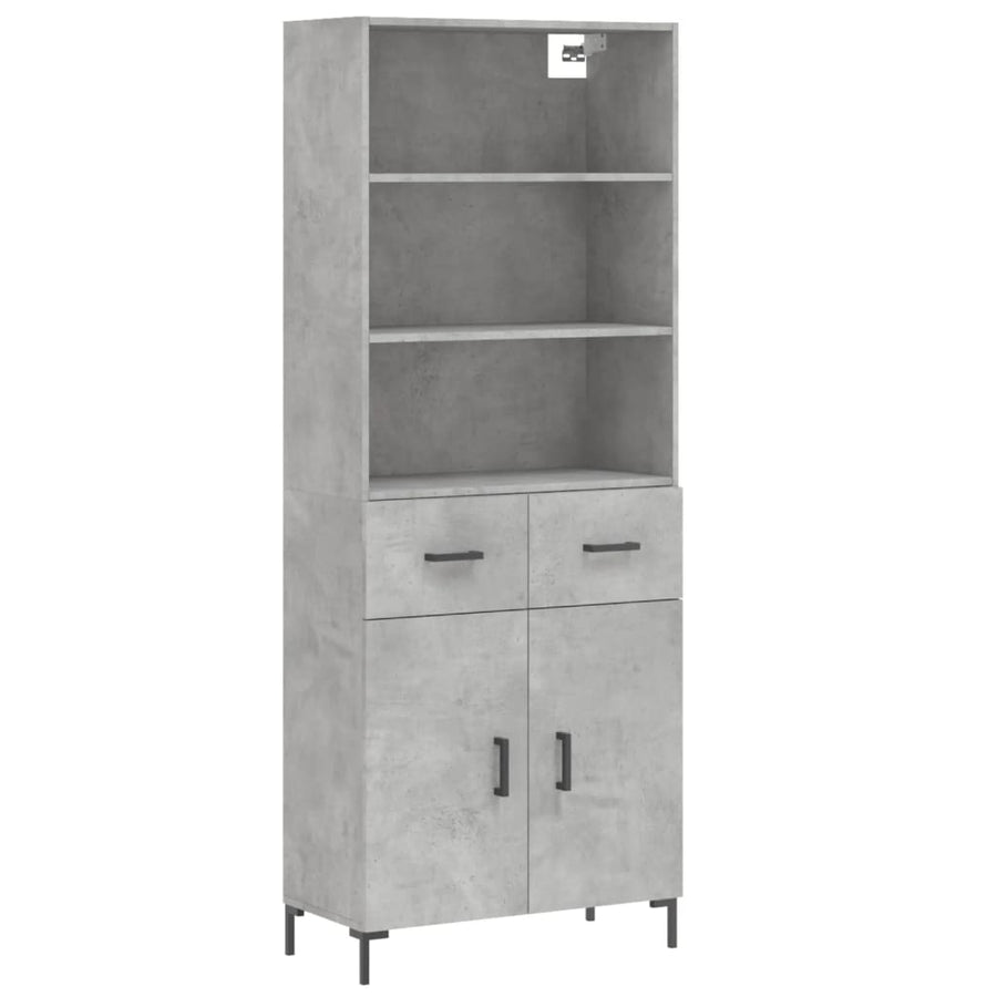 Hoge Kast 69,5X34X180 Cm Bewerkt Hout Betongrijs