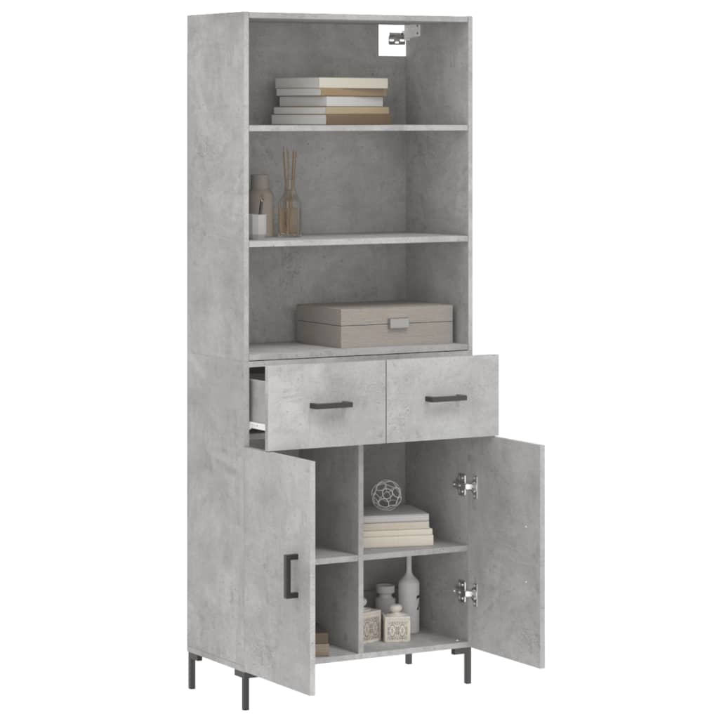 Hoge Kast 69,5X34X180 Cm Bewerkt Hout Betongrijs