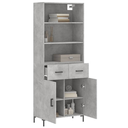 Hoge Kast 69,5X34X180 Cm Bewerkt Hout Betongrijs