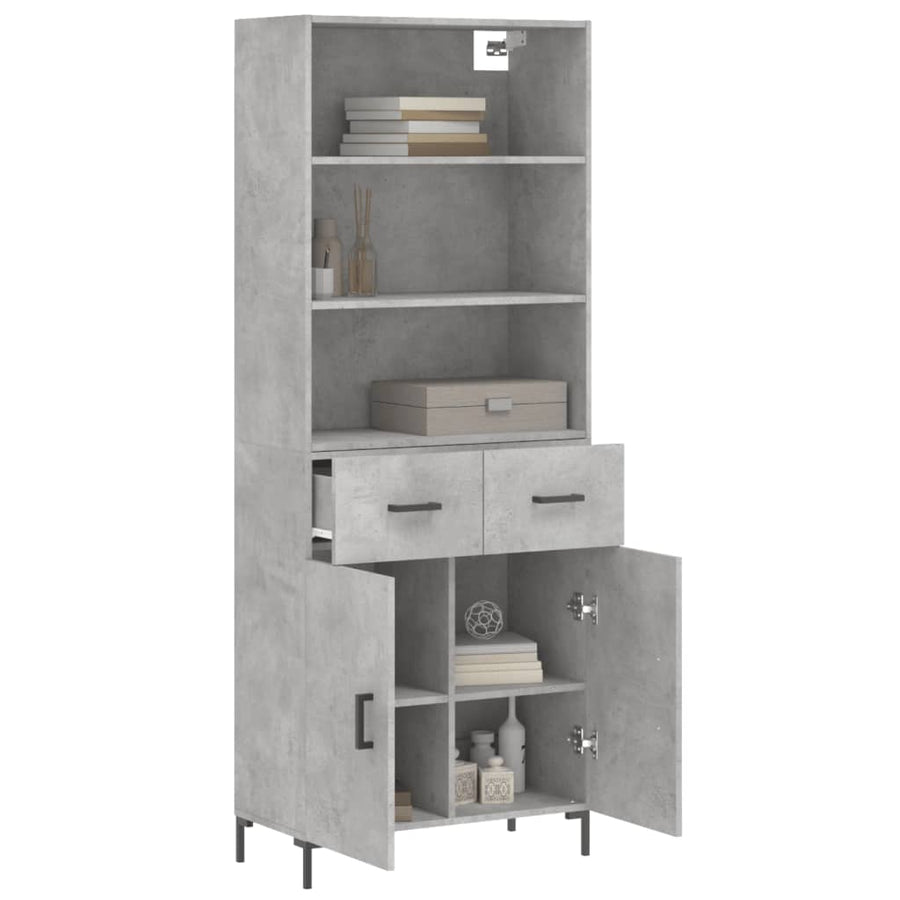 Hoge Kast 69,5X34X180 Cm Bewerkt Hout Betongrijs