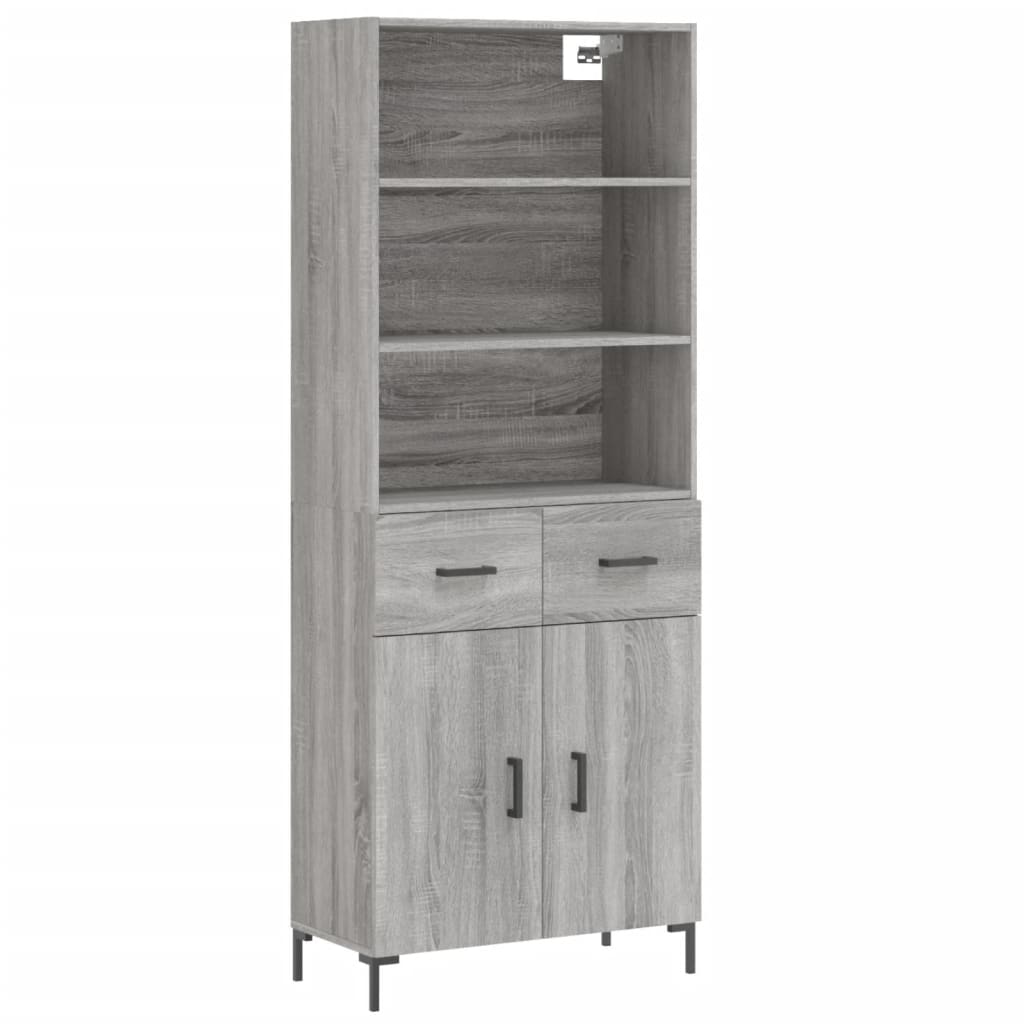 Hoge Kast 69,5X34X180 Cm Bewerkt Hout Eikenkleurig Grijs sonoma