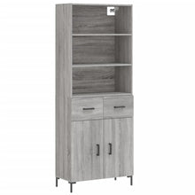 Hoge Kast 69,5X34X180 Cm Bewerkt Hout Eikenkleurig Grijs sonoma