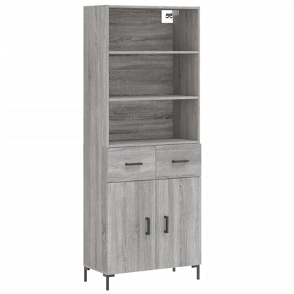Hoge Kast 69,5X34X180 Cm Bewerkt Hout Eikenkleurig Grijs sonoma