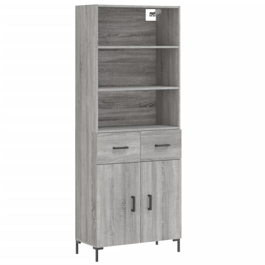 Hoge Kast 69,5X34X180 Cm Bewerkt Hout Eikenkleurig Grijs sonoma