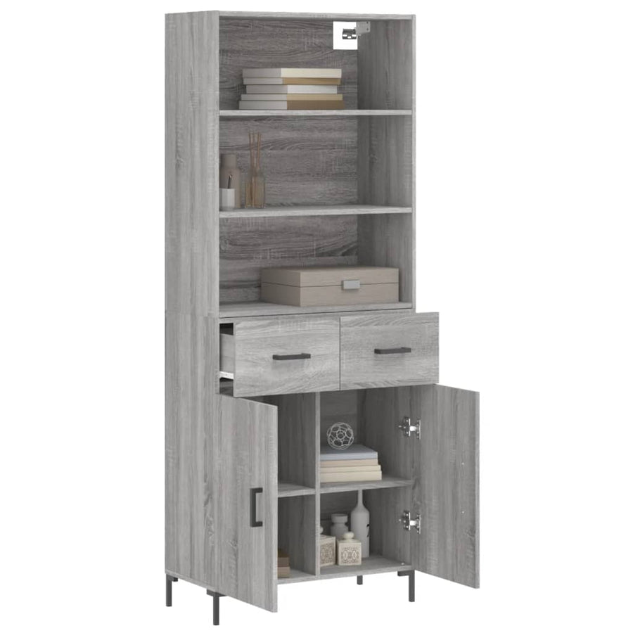 Hoge Kast 69,5X34X180 Cm Bewerkt Hout Eikenkleurig Grijs sonoma