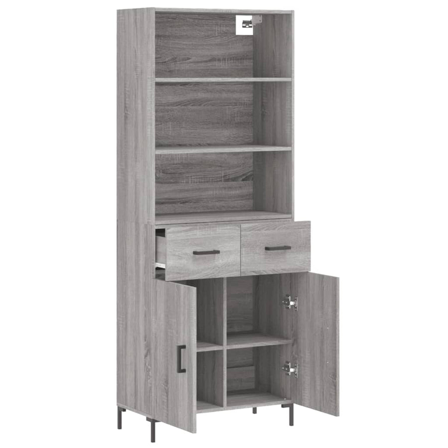 Hoge Kast 69,5X34X180 Cm Bewerkt Hout Eikenkleurig Grijs sonoma