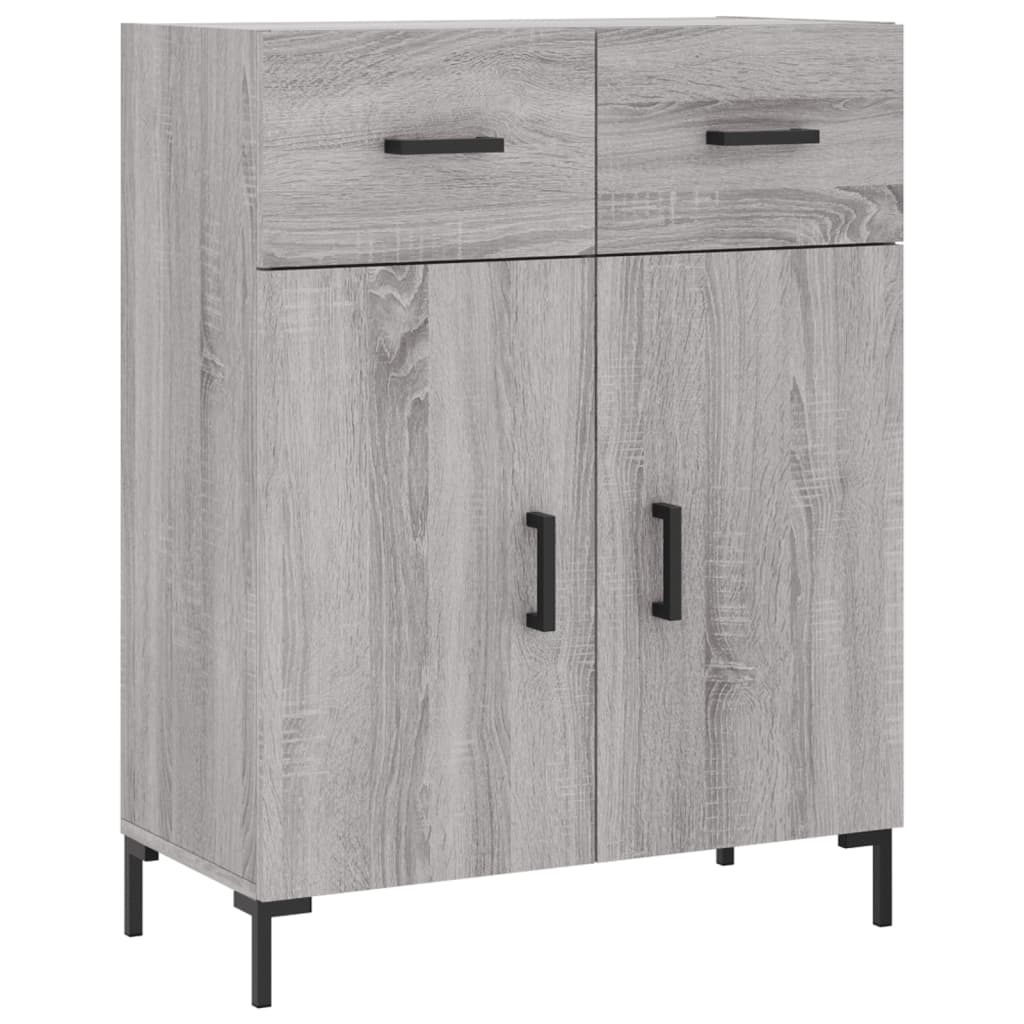 Hoge Kast 69,5X34X180 Cm Bewerkt Hout Eikenkleurig Grijs sonoma