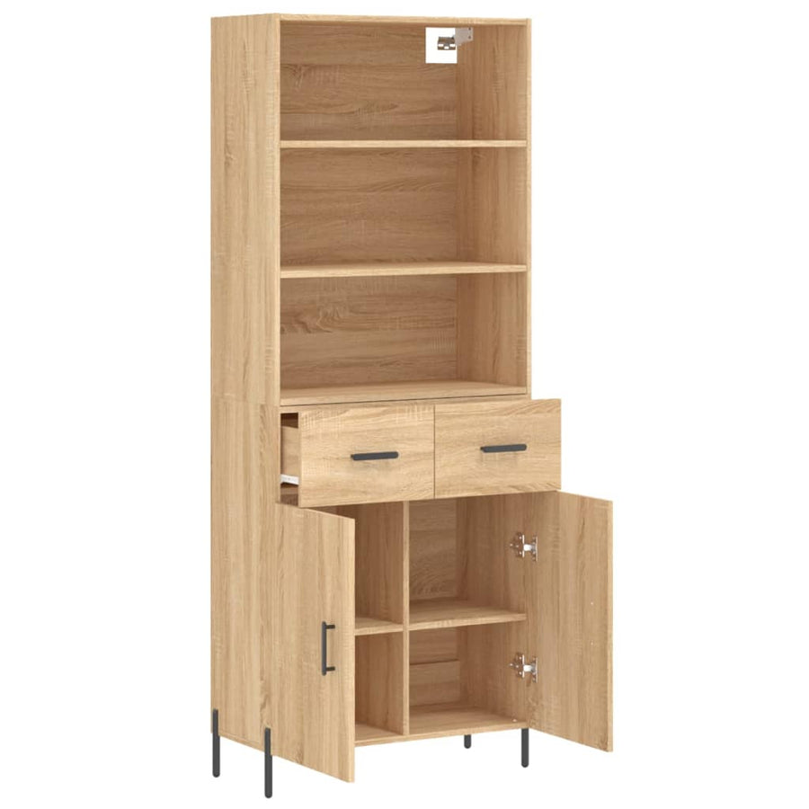 Hoge Kast 69,5X34X180 Cm Bewerkt Hout Kleurig Sonoma eiken