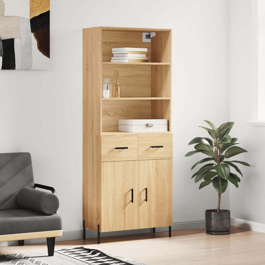 Hoge Kast 69,5X34X180 Cm Bewerkt Hout Kleurig Sonoma eiken