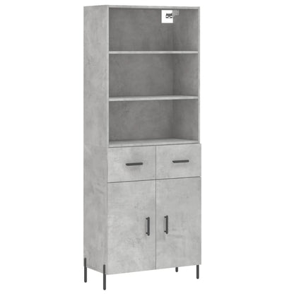 Hoge Kast 69,5X34X180 Cm Bewerkt Hout Betongrijs