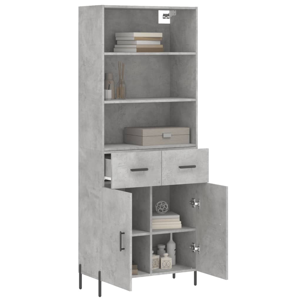 Hoge Kast 69,5X34X180 Cm Bewerkt Hout Betongrijs