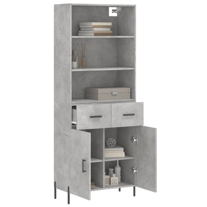 Hoge Kast 69,5X34X180 Cm Bewerkt Hout Betongrijs
