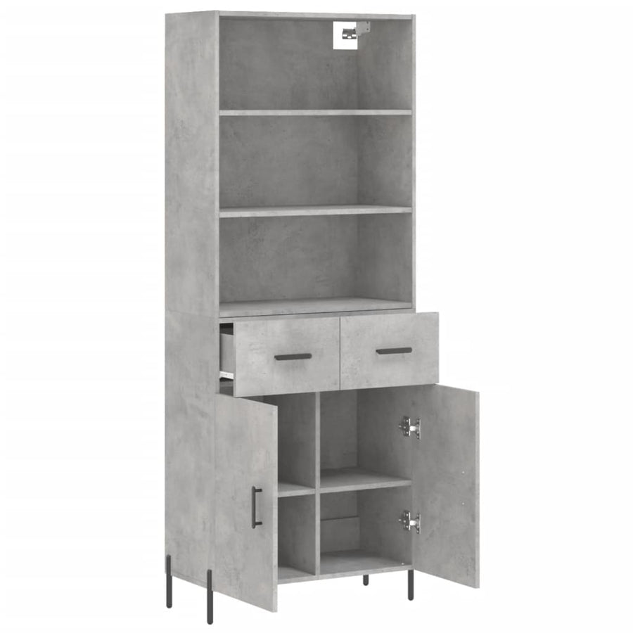 Hoge Kast 69,5X34X180 Cm Bewerkt Hout Betongrijs