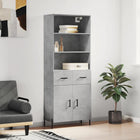 Hoge kast 69,5x34x180 cm bewerkt hout betongrijs