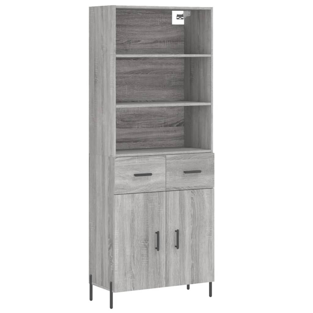 Hoge Kast 69,5X34X180 Cm Bewerkt Hout Eikenkleurig Grijs sonoma