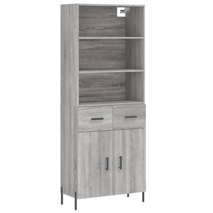 Hoge Kast 69,5X34X180 Cm Bewerkt Hout Eikenkleurig Grijs sonoma