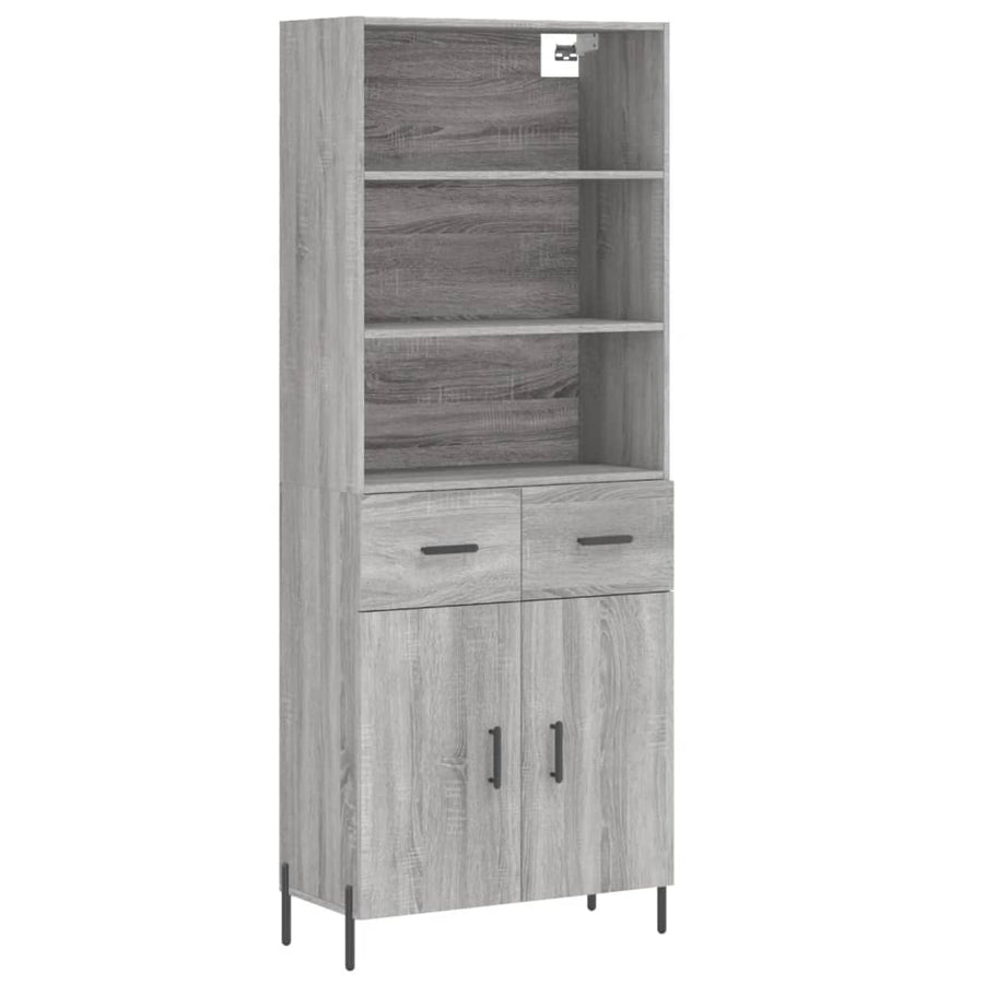 Hoge Kast 69,5X34X180 Cm Bewerkt Hout Eikenkleurig Grijs sonoma