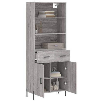 Hoge Kast 69,5X34X180 Cm Bewerkt Hout Eikenkleurig Grijs sonoma