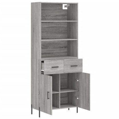 Hoge Kast 69,5X34X180 Cm Bewerkt Hout Eikenkleurig Grijs sonoma