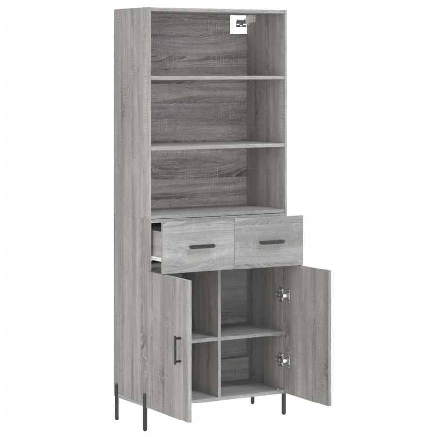 Hoge Kast 69,5X34X180 Cm Bewerkt Hout Eikenkleurig Grijs sonoma